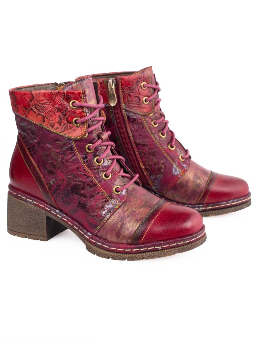 Spring Step L’Artiste Fallinluv Bordeaux Leather LaceUp Boots Size 37 / US 7